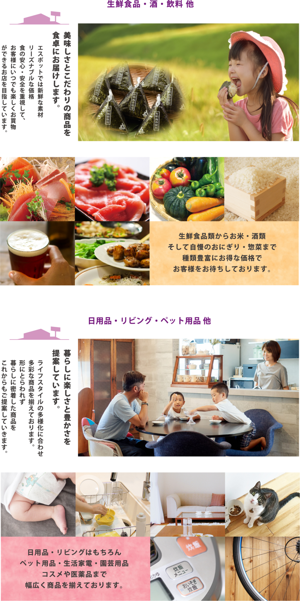 生鮮食品・酒・飲料、日用品・リビング・ペット用品